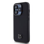 DKNY PU Leather Stack Logo MagSafe Black Kryt iPhone 14 Pro