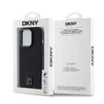 DKNY PU Leather Stack Logo MagSafe Black Kryt iPhone 14 Pro