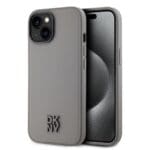 DKNY PU Leather Stack Logo MagSafe Grey Kryt iPhone 15