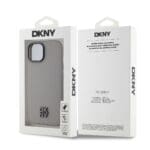 DKNY PU Leather Stack Logo MagSafe Grey Kryt iPhone 15