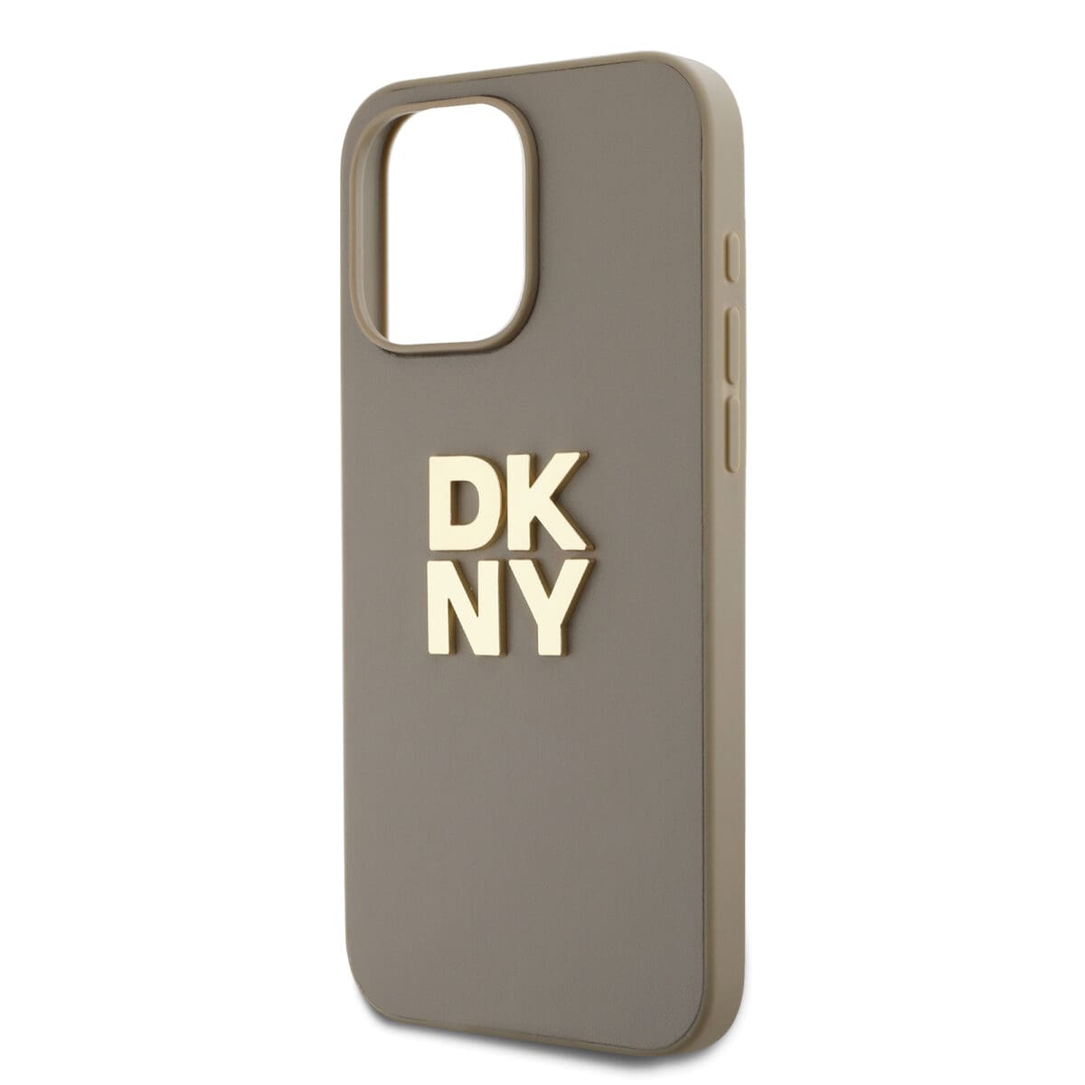 DKNY PU Leather Stack Logo Wrist Strap Beige Kryt iPhone 15 Pro