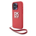 DKNY PU Leather Stack Logo Wrist Strap Red Kryt iPhone 15 Pro Max