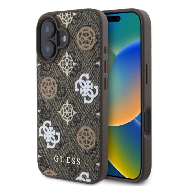 Guess PU 4G Peony MagSafe Brown Kryt iPhone 16