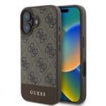 Guess PU 4G Stripe Brown Kryt iPhone 16