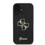 Guess PU Fixed Glitter 4G Metal Logo Black Kryt iPhone 16