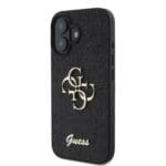 Guess PU Fixed Glitter 4G Metal Logo Black Kryt iPhone 16