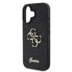 Guess PU Fixed Glitter 4G Metal Logo Black Kryt iPhone 16