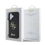 Guess PU Fixed Glitter 4G Metal Logo Black Kryt iPhone 16