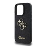 Guess PU Fixed Glitter 4G Metal Logo Black Kryt iPhone 16 Pro