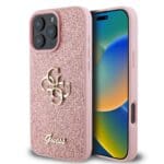 Guess PU Fixed Glitter 4G Metal Logo Pink Kryt iPhone 16 Pro Max