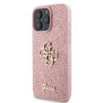 Guess PU Fixed Glitter 4G Metal Logo Pink Kryt iPhone 16 Pro Max