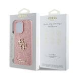 Guess PU Fixed Glitter 4G Metal Logo Pink Kryt iPhone 16 Pro Max