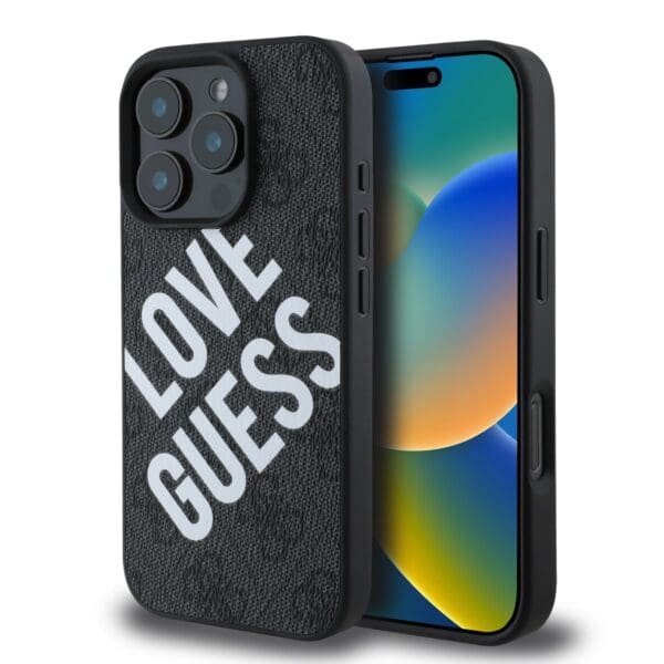 Guess PU Leather 4G Big Love Logo MagSafe Black Kryt iPhone 16 Pro