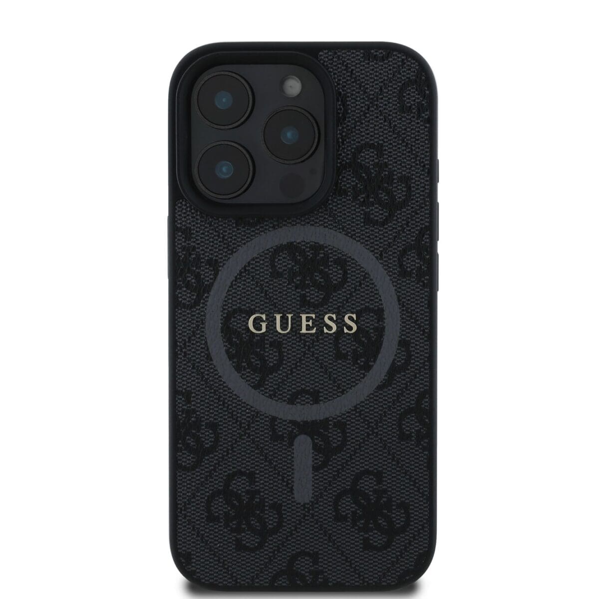 Guess PU Leather 4G Colored Ring MagSafe Black Kryt iPhone 16 Pro