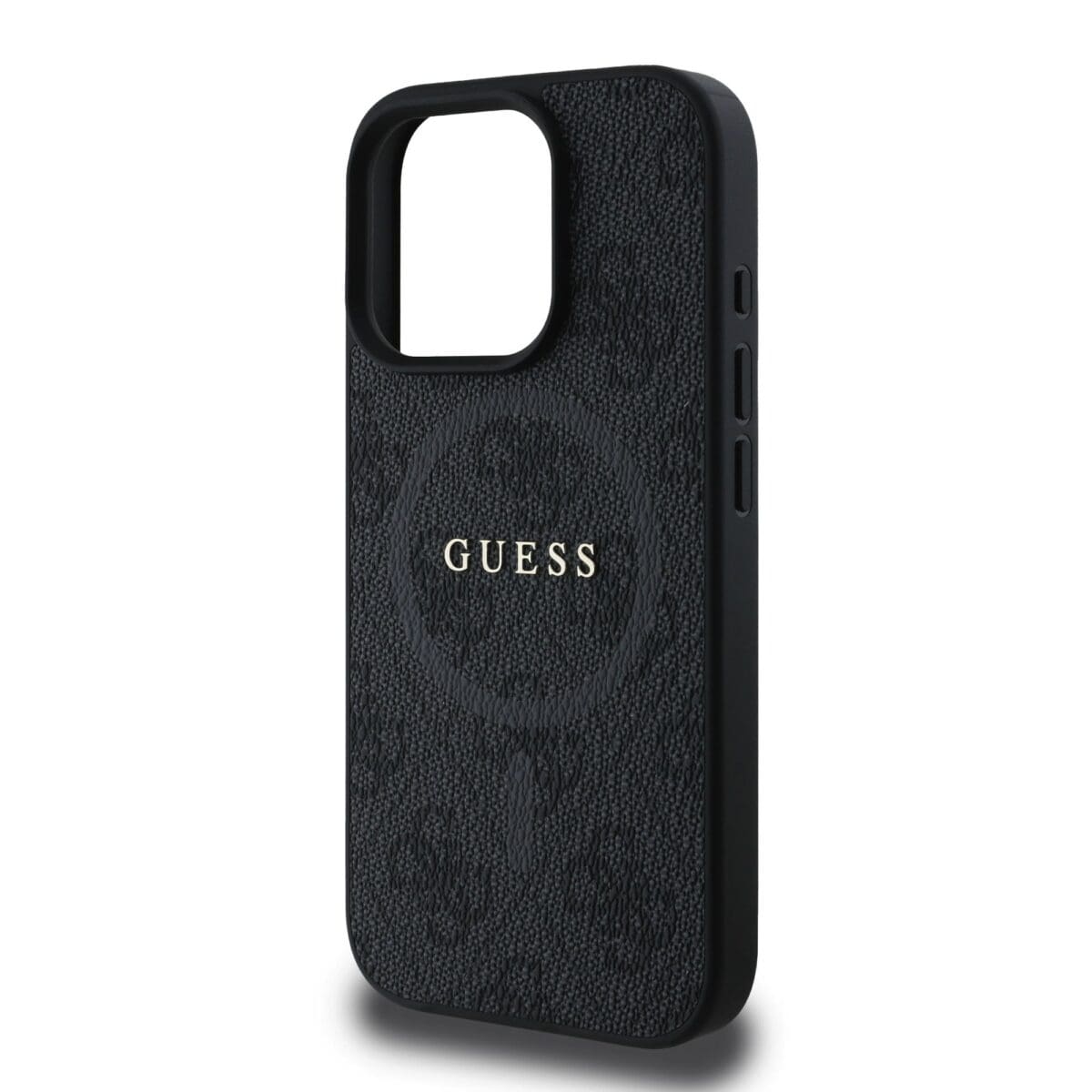 Guess PU Leather 4G Colored Ring MagSafe Black Kryt iPhone 16 Pro