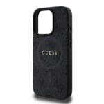 Guess PU Leather 4G Colored Ring MagSafe Black Kryt iPhone 16 Pro