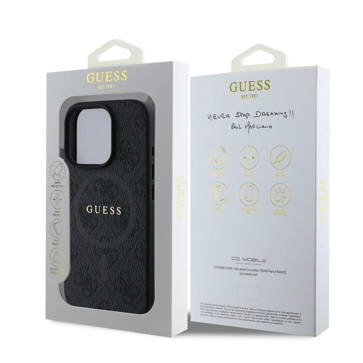 Guess PU Leather 4G Colored Ring MagSafe Black Kryt iPhone 16 Pro Max