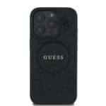 Guess Saffiano Peony Stamp MagSafe Black Kryt iPhone 16 Pro