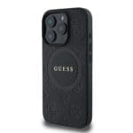 Guess Saffiano Peony Stamp MagSafe Black Kryt iPhone 16 Pro