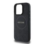 Guess Saffiano Peony Stamp MagSafe Black Kryt iPhone 16 Pro