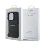 Guess Saffiano Peony Stamp MagSafe Black Kryt iPhone 16 Pro