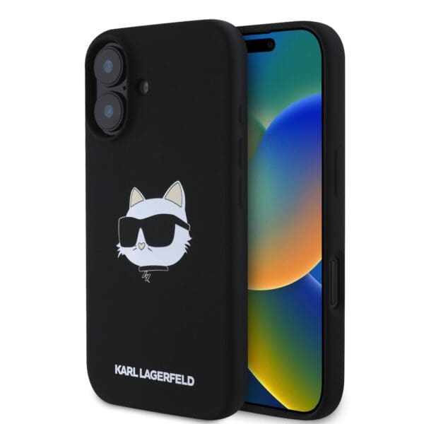 Karl Lagerfeld Liquid Silicone Choupette Head MagSafe Black Kryt iPhone 16