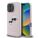 Karl Lagerfeld Liquid Silicone Double Heads MagSafe Pink Kryt iPhone 16 Pro