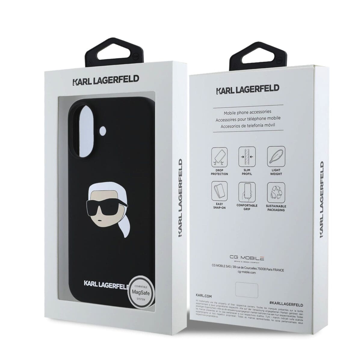 Karl Lagerfeld Liquid Silicone Karl Head MagSafe Black Kryt iPhone 16