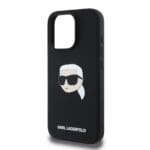 Karl Lagerfeld Liquid Silicone Karl Head MagSafe Black Kryt iPhone 16 Pro