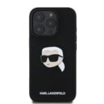 Karl Lagerfeld Liquid Silicone Karl Head MagSafe Black Kryt iPhone 16 Pro Max