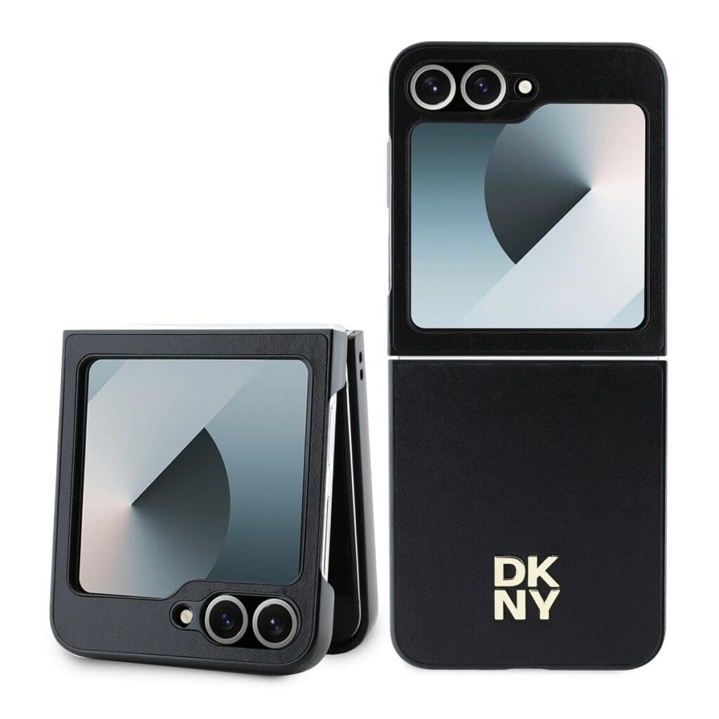 DKNY PU Leather Stack Logo Black Kryt Samsung Galaxy Z Flip 6