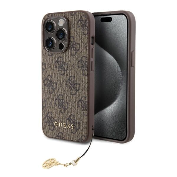 Guess 4G Charm Tone on Tone Brown Kryt iPhone 15 Pro Max