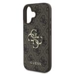 Guess PU 4G Metal Logo Brown Kryt iPhone 16 Plus