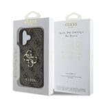 Guess PU 4G Metal Logo Brown Kryt iPhone 16 Plus