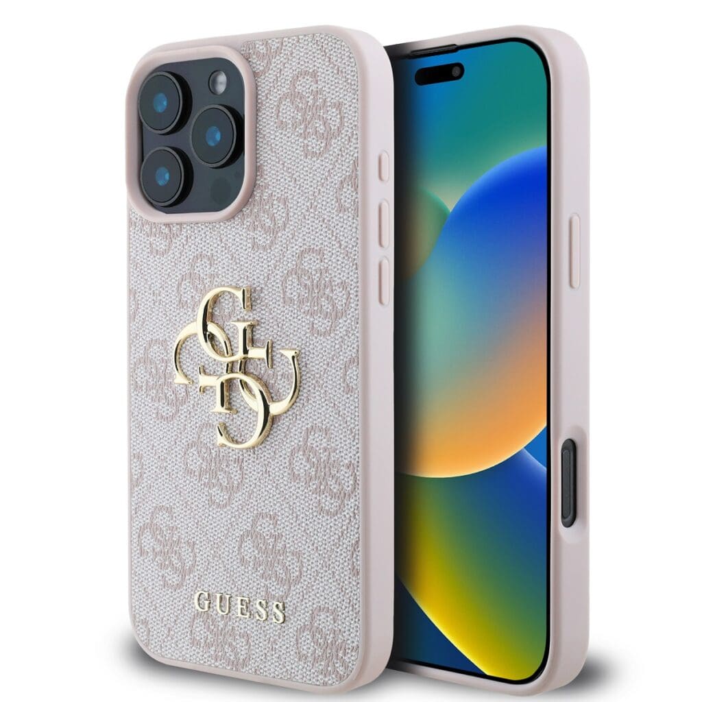 Guess PU 4G Metal Logo Pink Kryt iPhone 16 Pro Max