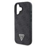 Guess PU 4G Strass Triangle Metal Logo Black Kryt iPhone 16