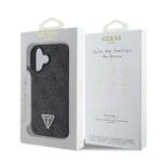 Guess PU 4G Strass Triangle Metal Logo Black Kryt iPhone 16