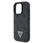 Guess PU 4G Strass Triangle Metal Logo Black Kryt iPhone 16 Pro