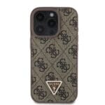 Guess PU 4G Strass Triangle Metal Logo + Crossbody Brown Kryt iPhone 16 Pro