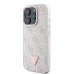 Guess PU 4G Strass Triangle Metal Logo Pink Kryt iPhone 16 Pro