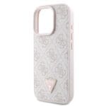 Guess PU 4G Strass Triangle Metal Logo Pink Kryt iPhone 16 Pro