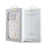 Guess PU 4G Strass Triangle Metal Logo Pink Kryt iPhone 16 Pro