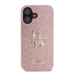 Guess PU Fixed Glitter 4G Metal Logo Pink Kryt iPhone 16