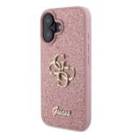 Guess PU Fixed Glitter 4G Metal Logo Pink Kryt iPhone 16