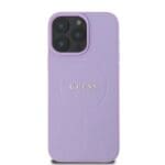 Guess PU Grained Classic Logo MagSafe Purple Kryt iPhone 16 Pro Max