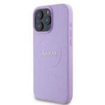 Guess PU Grained Classic Logo MagSafe Purple Kryt iPhone 16 Pro Max