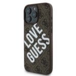 Guess PU Leather 4G Big Love Logo MagSafe Brown Kryt iPhone 16 Pro