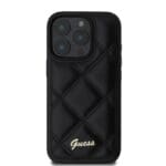 Guess PU Leather Quilted Black Kryt iPhone 16 Pro