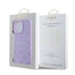 Guess Saffiano Peony Stamp MagSafe Purple Kryt iPhone 16 Pro Max