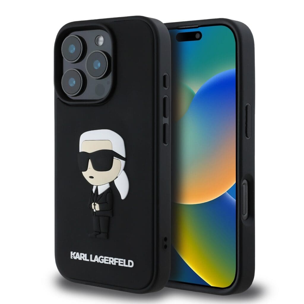 Karl Lagerfeld 3D Rubber Ikonik Black Kryt iPhone 16 Pro